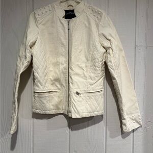 Pimkie Cream Faux Leather Jacket with Quilted Design